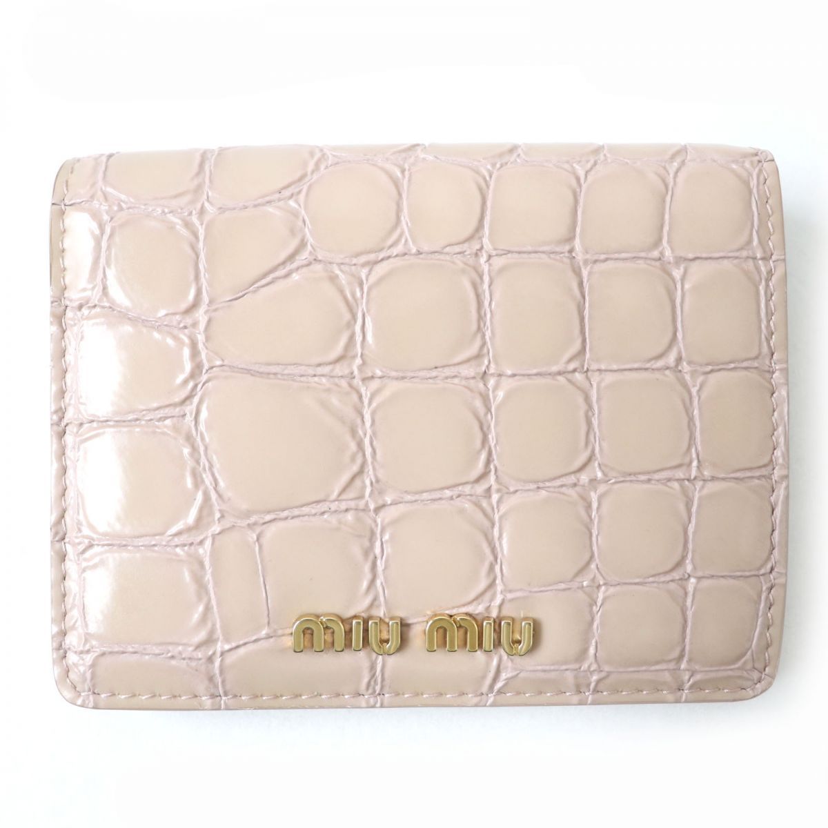 未使用品△MIUMIU ミュウミュウ 5MV204 ロゴ金具付 クロコダイル 