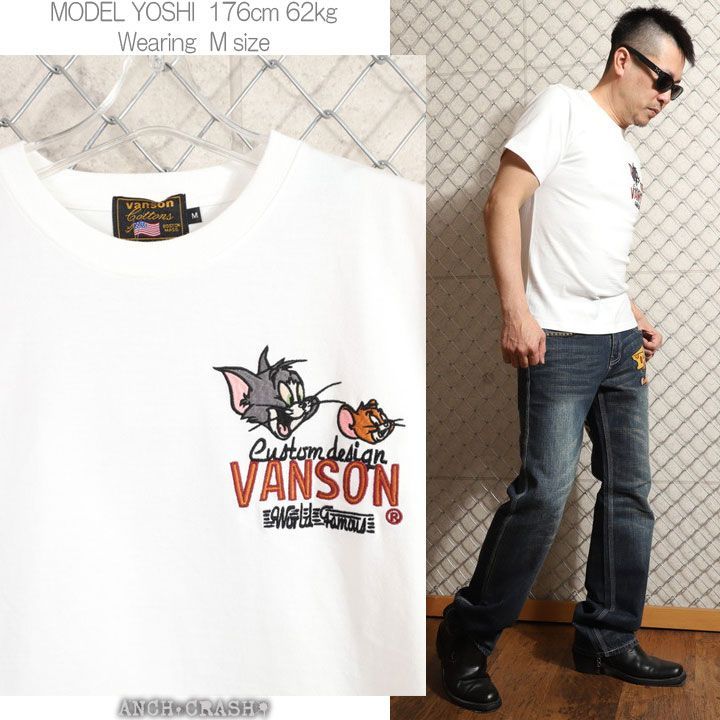 VANSON トムとジェリー コラボ 半袖Tシャツ TJV-2313 オフホワイト