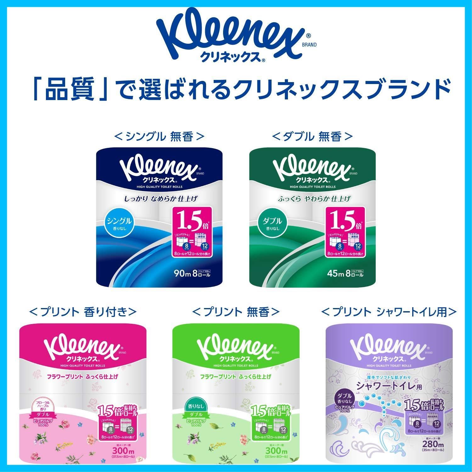 数量 入り 35 mダブル 長持ち 8ロールで12ロール分 トイレット シャワートイレ用 クリネックス