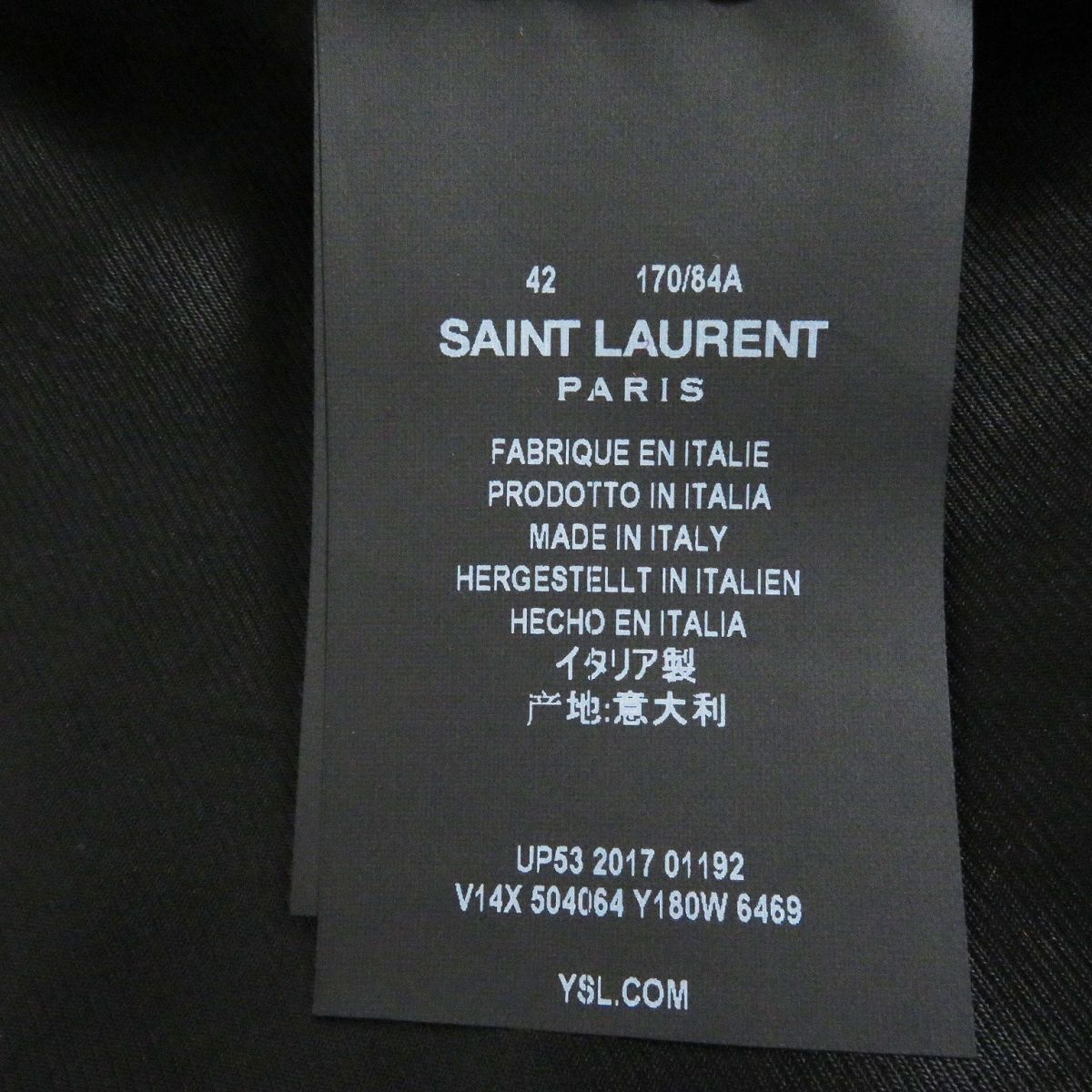 未使用品□SAINT LAURENT PARIS/サンローランパリ 504064 HEAVEN ラムレザー使い テディジャケット/バーシティジャケット  赤×黒 42 伊製