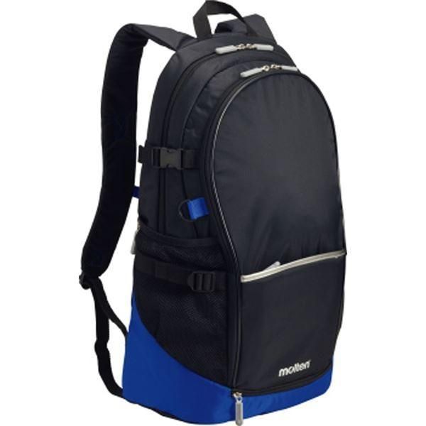 〔モルテン Molten〕 バックパック|スポーツバッグ 〔ブラック×ブルー 40L〕 幅35cm ボール シューズ収納ネット付き