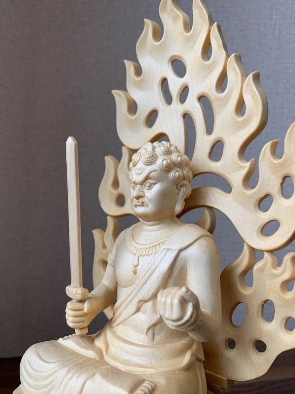 仏像 木彫 不動明王像 檜木 - メルカリ