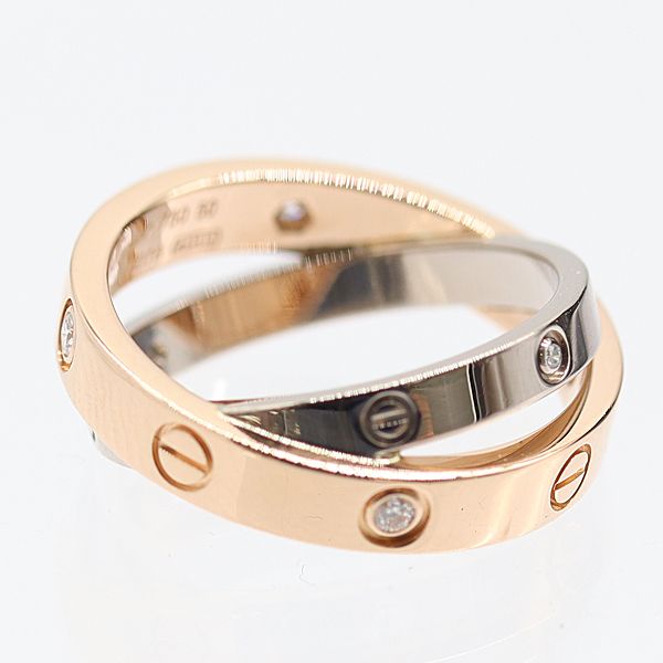 カルティエ ビーラブ ハーフ 2Pダイヤリング 750 PG×WG 6.8g 50 XX5078 ジュエリー 5238420 10NBT AKO ABC 16772