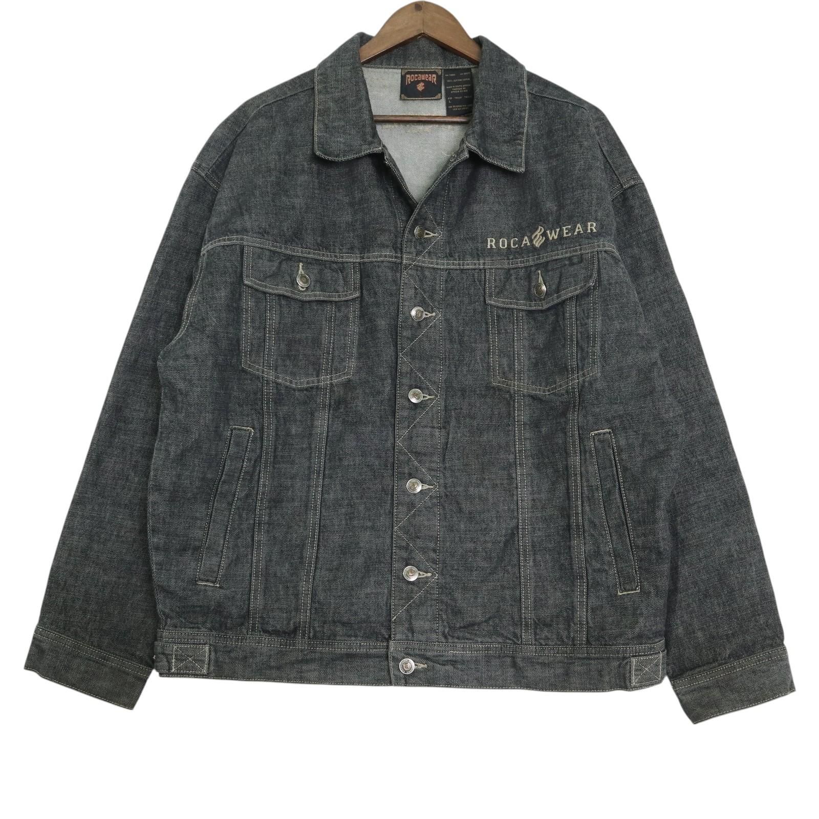ROCAWEAR デニムジャケット ブラック (メンズ L) 中古 古着 A4211 