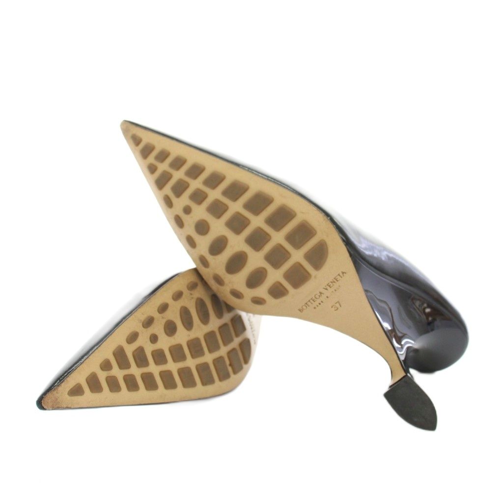 ボッテガヴェネタ BOTTEGA VENETA ロケットパンプ ROCKET PUMP ミュール ポインテッドトゥ ハイヒール エナメル 37 黒 ブラック |YT KIN-KAAI_COM