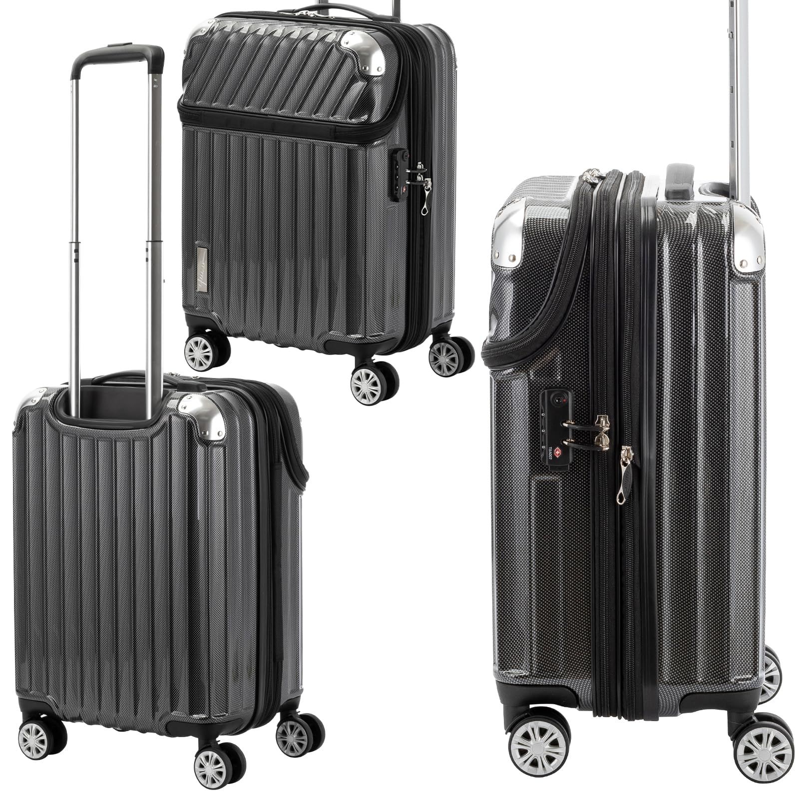 トラベリスト キャリーケース スーツケース ジッパーキャリー 機内持ち込みサイズ トップオープン フロントオープン モーメント 拡張機能付き 35 L 43 76-20290