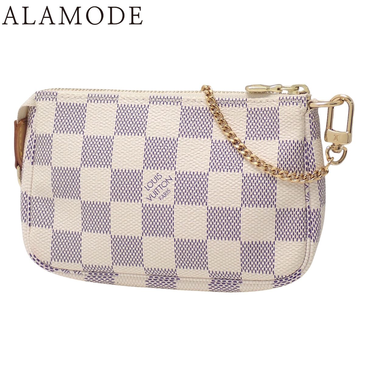 LOUIS VUITTON ルイ ヴィトン ダミエ アズール ミニポシェット アクセソワール ポーチ 小物入れ メイクポーチ 化粧ポーチ ミニバッグ ダミエアズールキャンバス アイボリー ゴールド金具 N58010 40802135006 アラモード