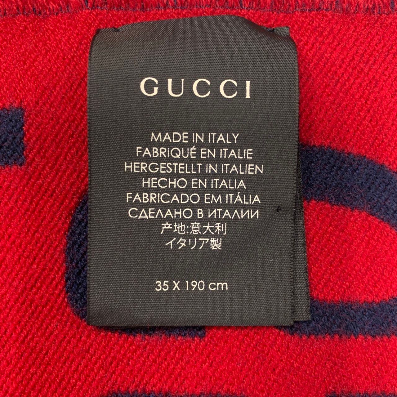 ♪3074 GUCCI グッチ マフラー GGジャカード ウールシルク