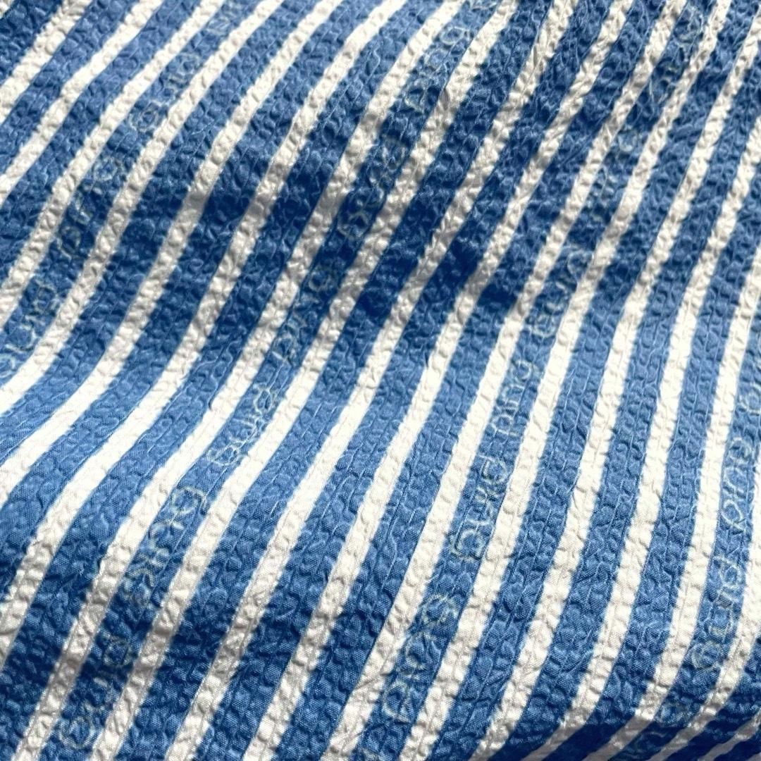 ラスト1個 タグ付き PING ピン レディース ショートパンツ ハーフパンツ シアサッカー ストライプ ジップ 刺繍ロゴ ゴルフウェア ブルー ホワイト Sサイズ