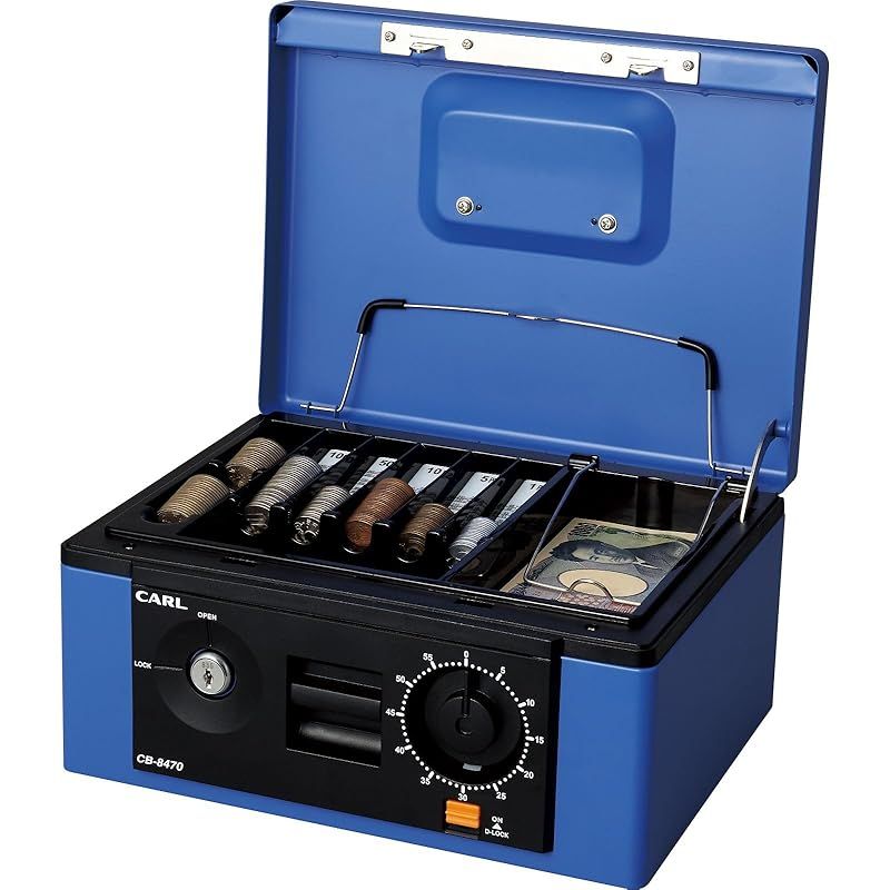 カール事務器 手提げ金庫 キャッシュボックス A5 ブルー CB-8470 1