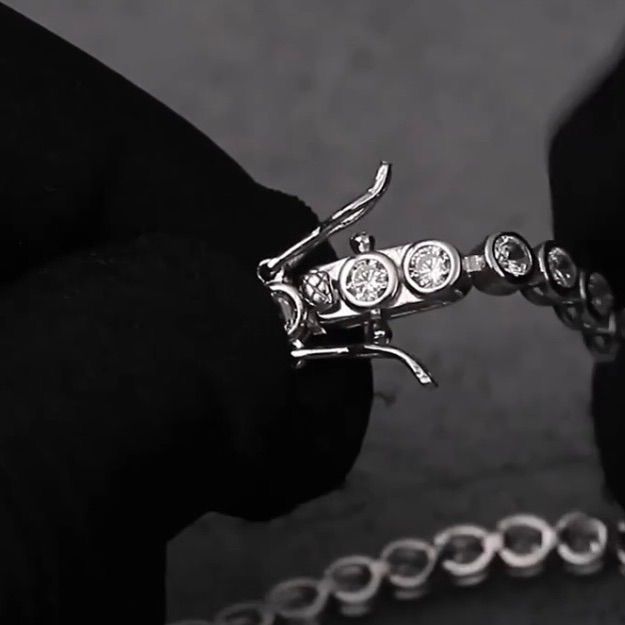 2mm細身VVSモアサナイト】テニスチェーンブレスレットS925刻印プラチナ