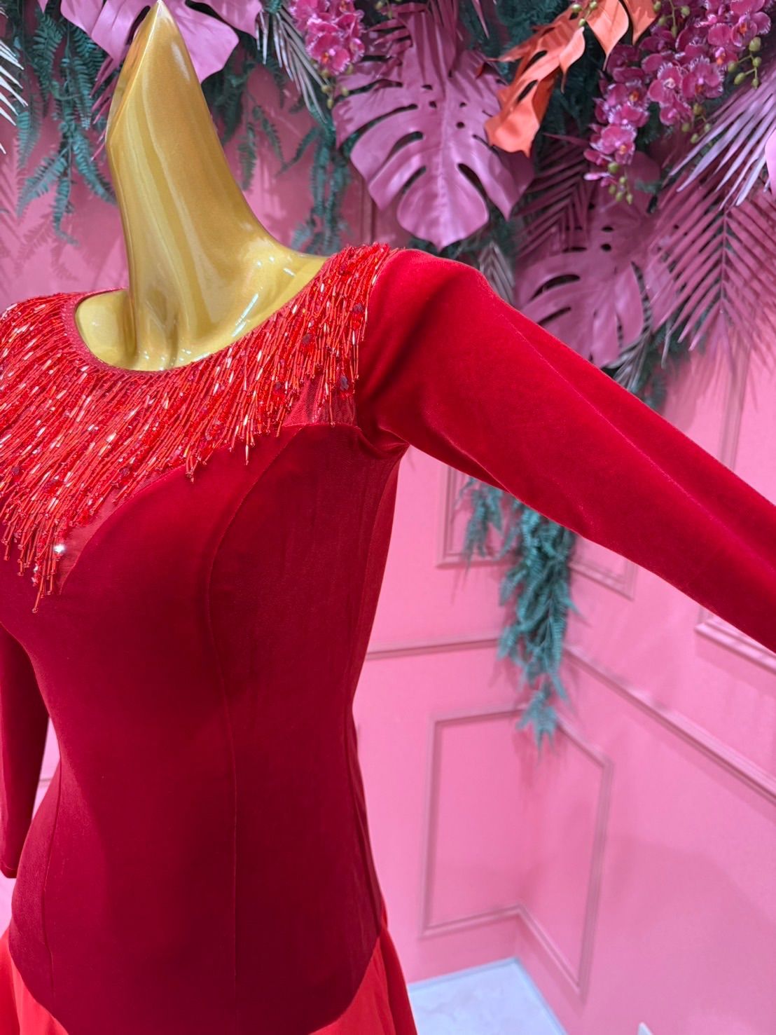 社交ダンス gentil ジャンティ GH ラテンドレス 赤 レッド サイズM 242237084 LLC-HASEGAWATOSO_COM