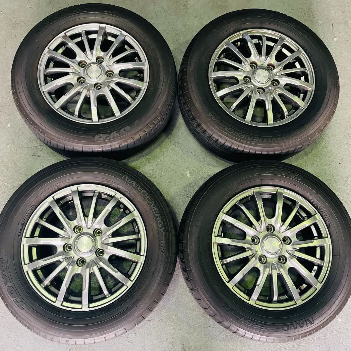 バリ溝 TOYO ナノエナジー 195 65 R 15 91 H 2019年製 15インチ 社外アルミ4本セット 営業所止め発送 ･ 除く