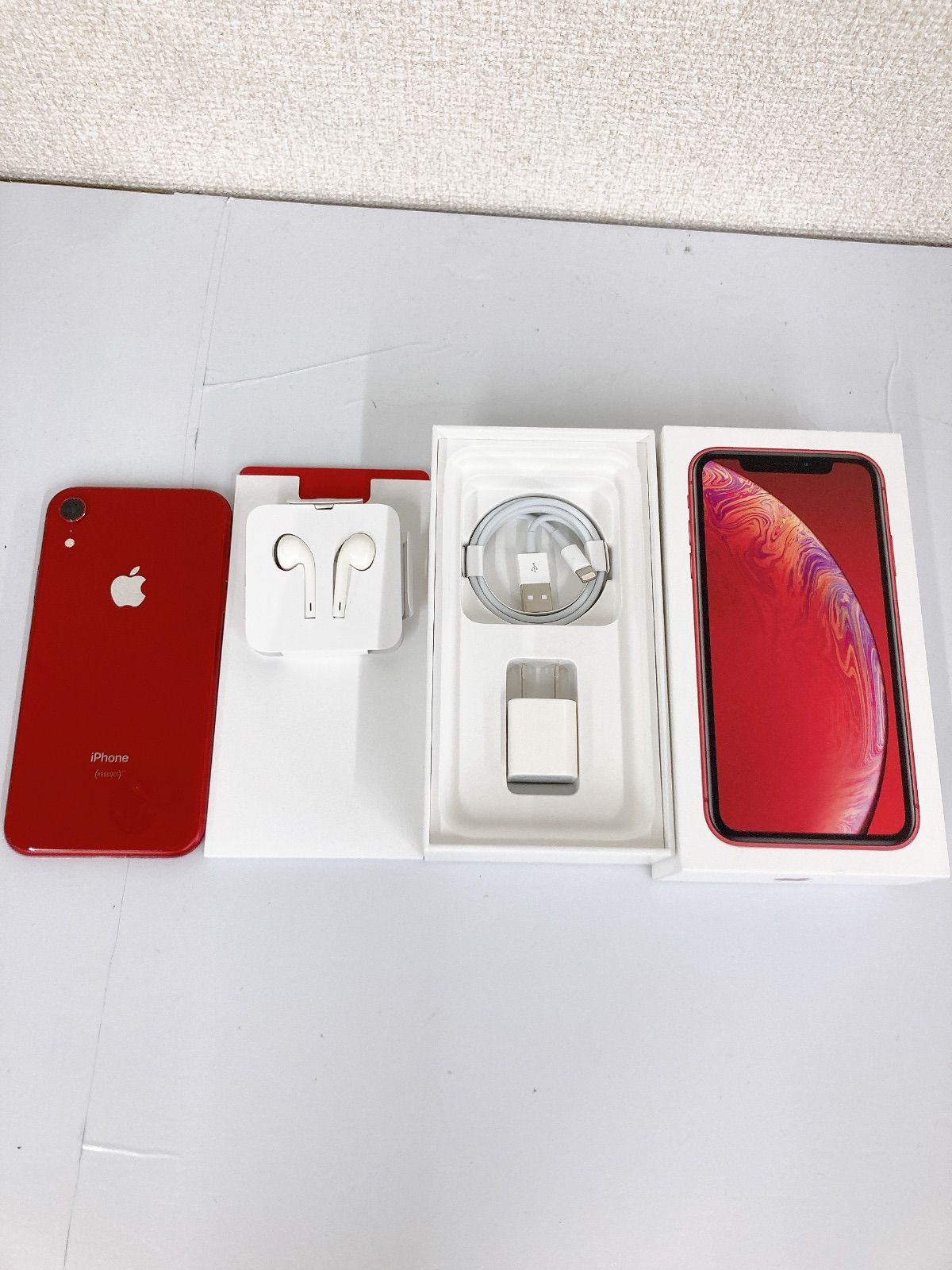 Apple - iPhoneXR レッド 充電器 イヤホン 箱あり 初期化済み】Apple iPhone XR レッド 本体 箱 充電器 イヤホン