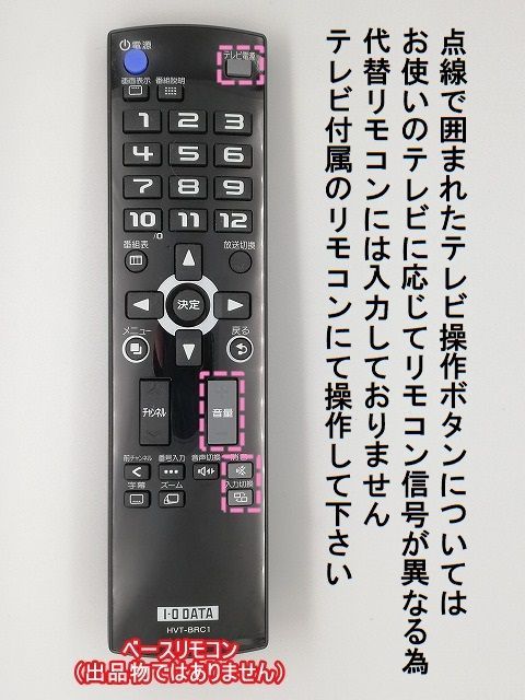 【代替リモコン70】防水カバー付 I.O DATA HVT-BRC1 互換