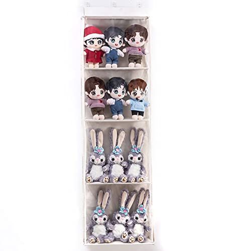 Size 4段ベージュ Petmoon ぬいぐるみ収納 ぬいぐるみウォールポケット ディスプレイ コレクションケース 収納ケース 収納ボックス コレクション 見せる収納 小物 ドア掛け収納式ポケット 4段ベージュ
