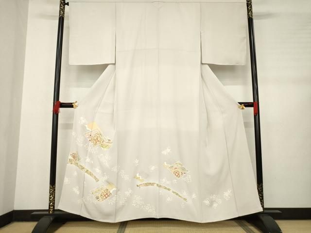 平和屋着物●豪華色留袖 駒刺繍 花菱文 金彩 正絹 ♥ AABB7289ck