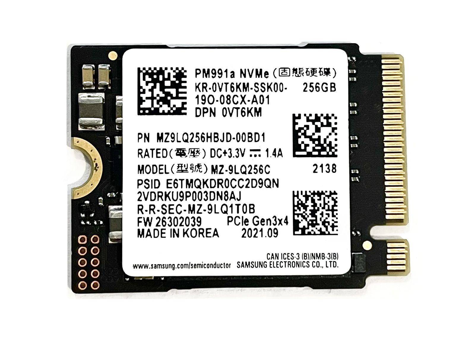 ➁-WA05-SAMSUNG NVMe 256GB SSD 4点 OEM Samsung 256GB M.2 PCI-e NVME SSD 内蔵ソリッドステートドライブ