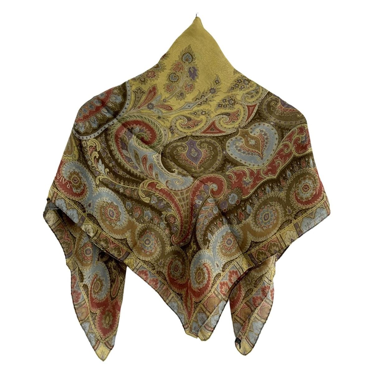 ETRO(エトロ) スカーフ美品 - イエローグリーン×ダークブラウン
