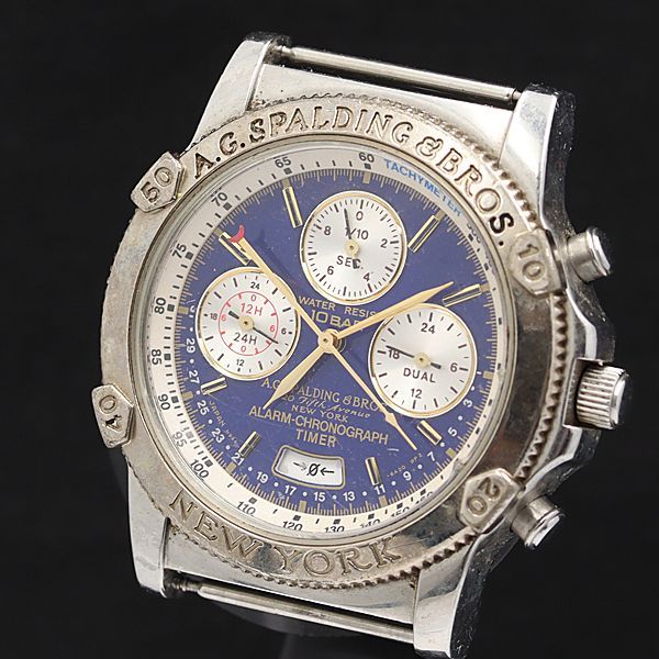 A.G.SPALDING & BROS NEW YORK QZ クロノグラフ ブルー文字盤