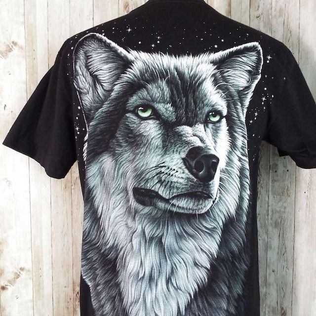 アニマルTシャツ】Sサイズ｜anial print wolf オオカミ 狼