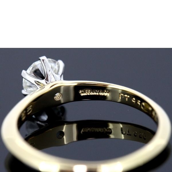 ティファニー ソリティア 0.555ct ダイヤモンド リング H-VVS2-VG K18YG Pt950