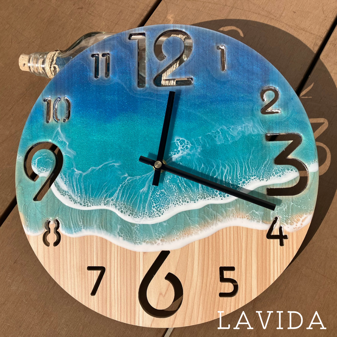 海の時計 オーシャンアート 夏 ハワイ時計 海インテリア 壁掛け時計 
