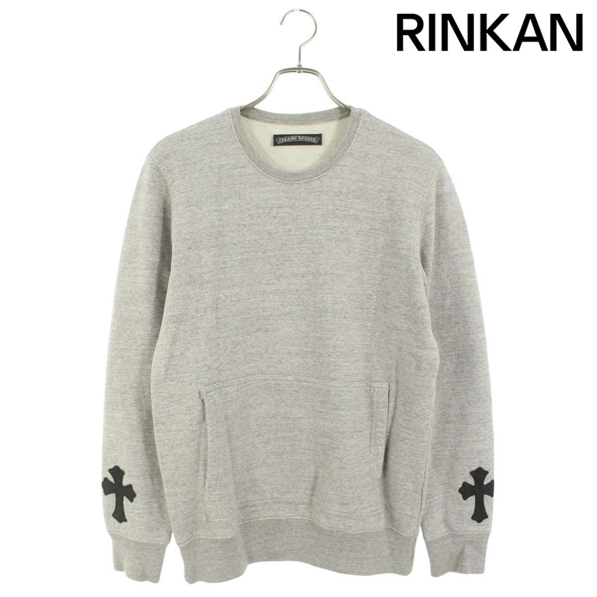 ホワイト クルーネック トレーナー アームパッチ付き