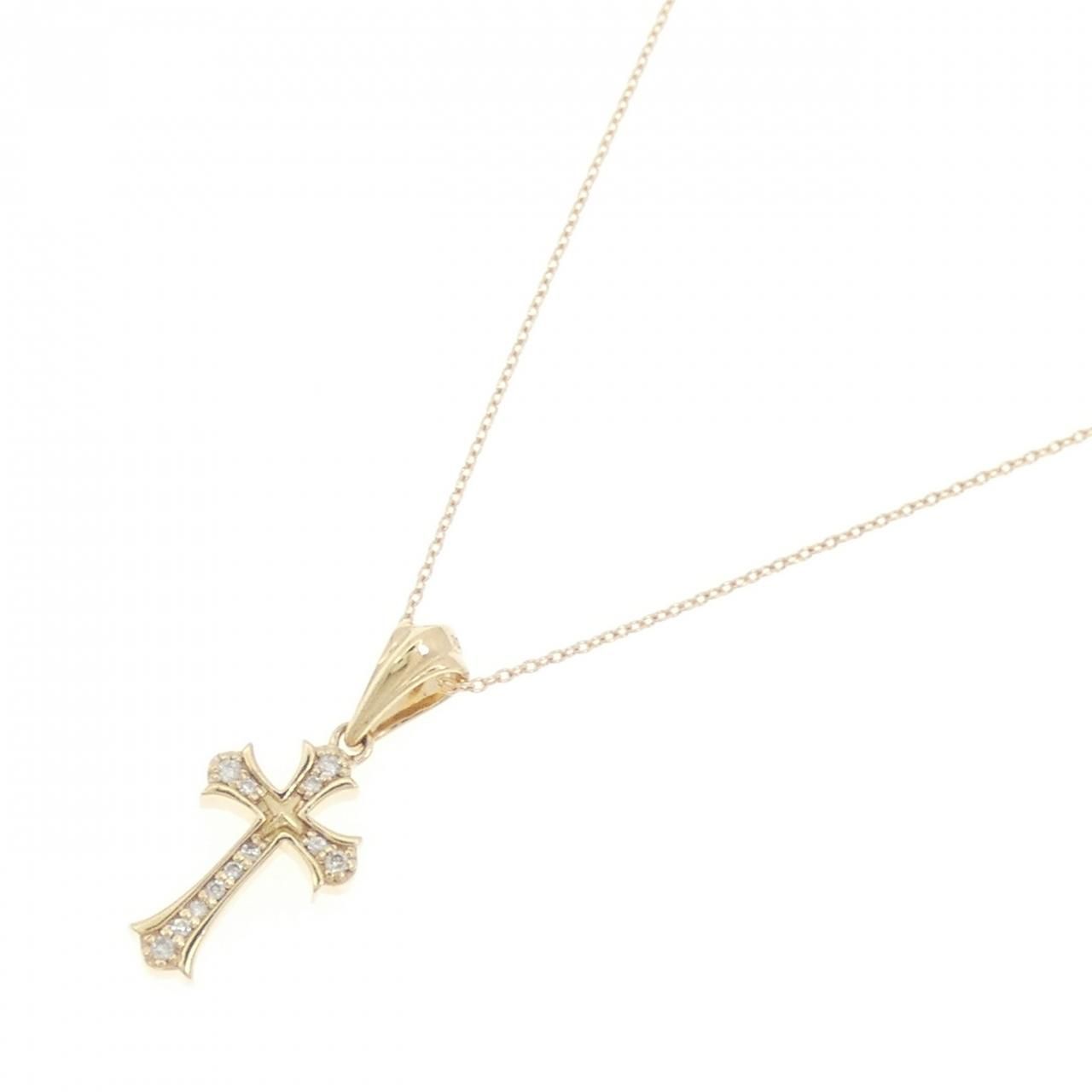10KYG/K10YG クロス ダイヤモンド ネックレス - メルカリ 