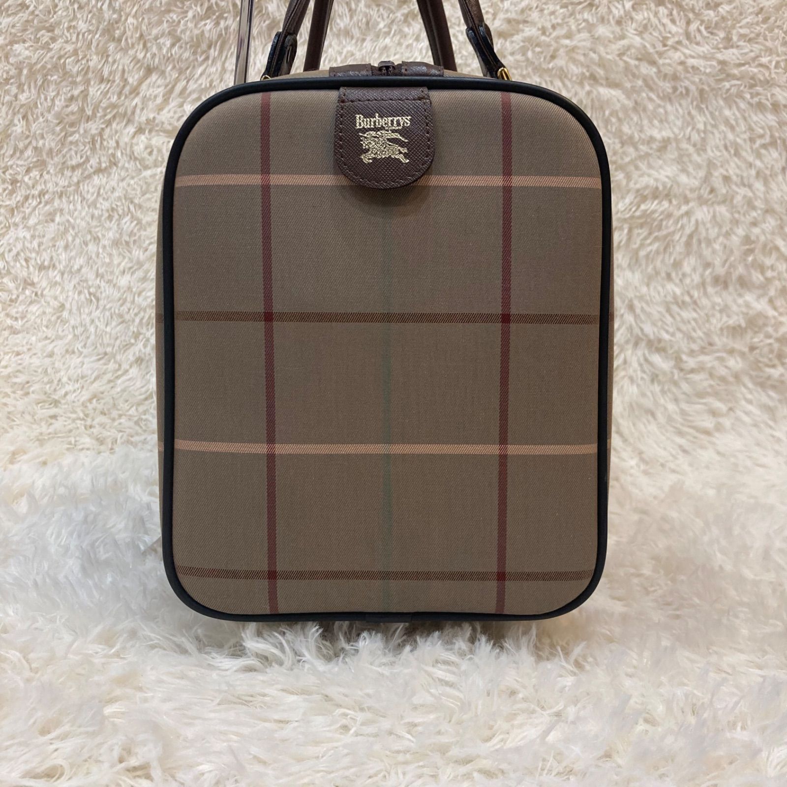 Burberry ボストンバッグ　玉虫色　ホースロゴ　ノバチェック Burberrys バーバリーズ ボストンバッグ ノバチェック 玉虫色
