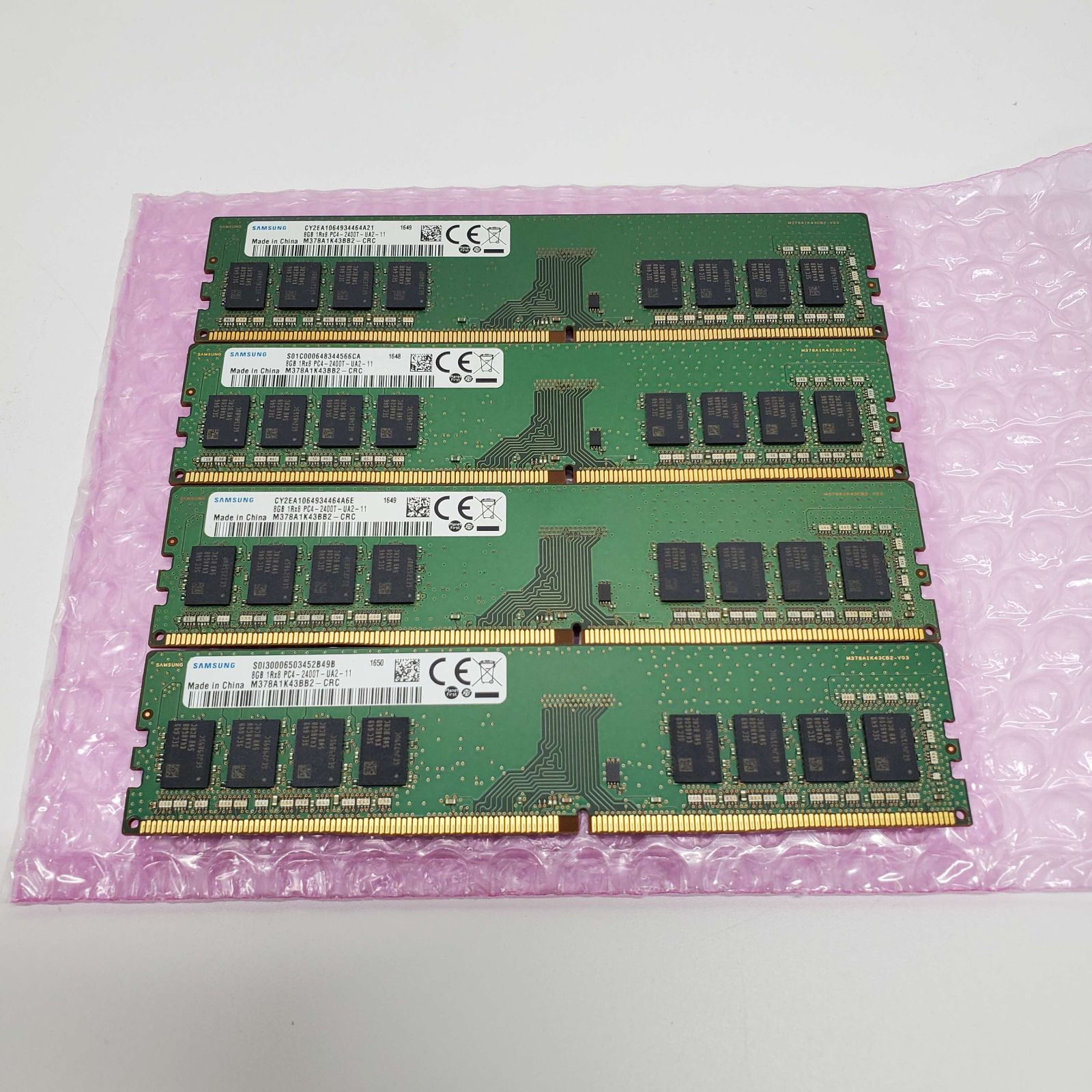 DDR4メモリ 8GB×4枚セット 計32GB Samsung製 PC4-2400T 1R×8 M378A1K43BB2-CRC【動作確認済み ...
