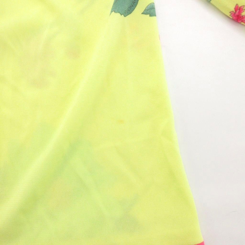  レオナール LEONARD カットソー チュニック ロゴ 花柄 総柄 長袖 38 黄 イエロー BS GY 18 長袖 Tシャツ カットソー