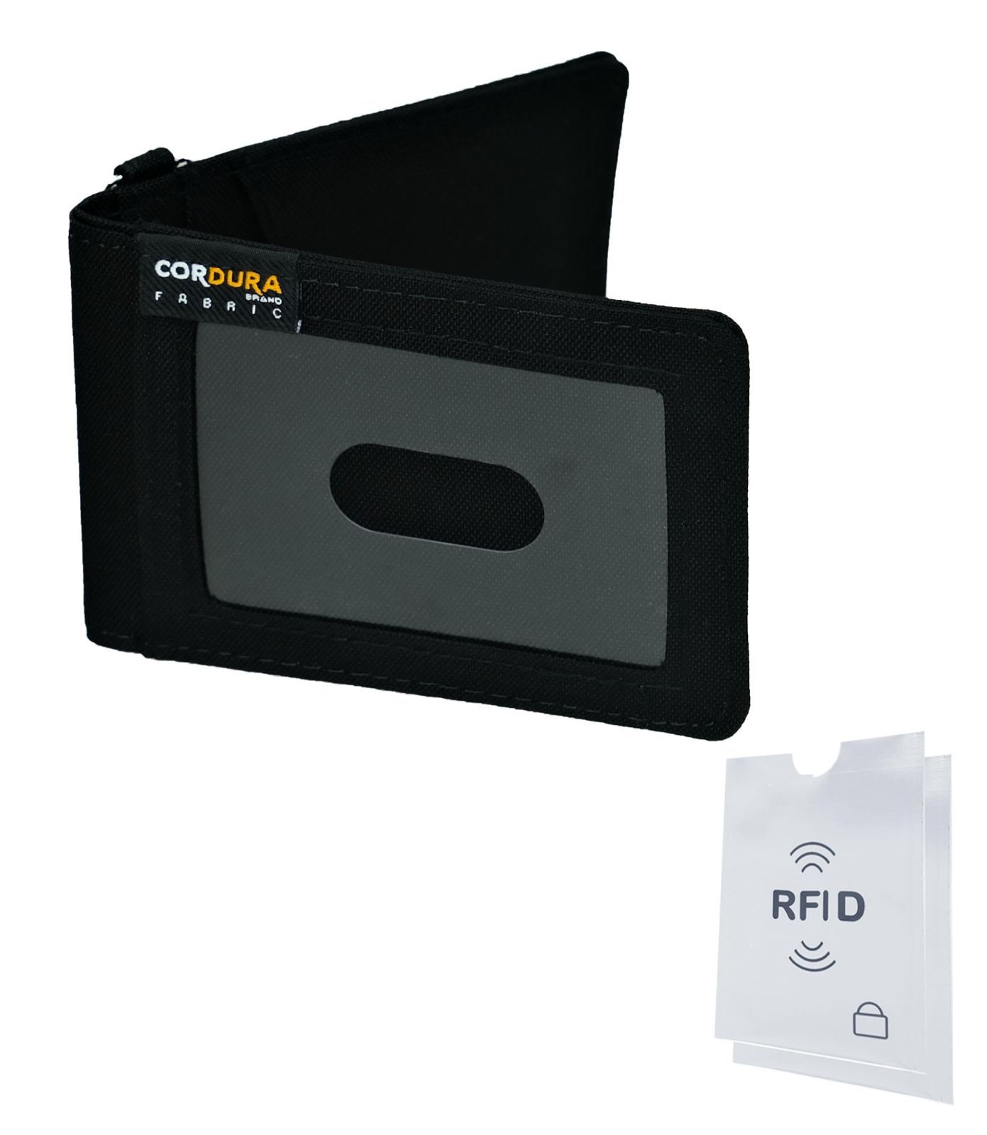 [槿ノ里] パスケース CORDURA(コーデュラ) ナイロン 定期入れ ICカード 2枚使用可能 スキミング 防止 ケース付き 黒