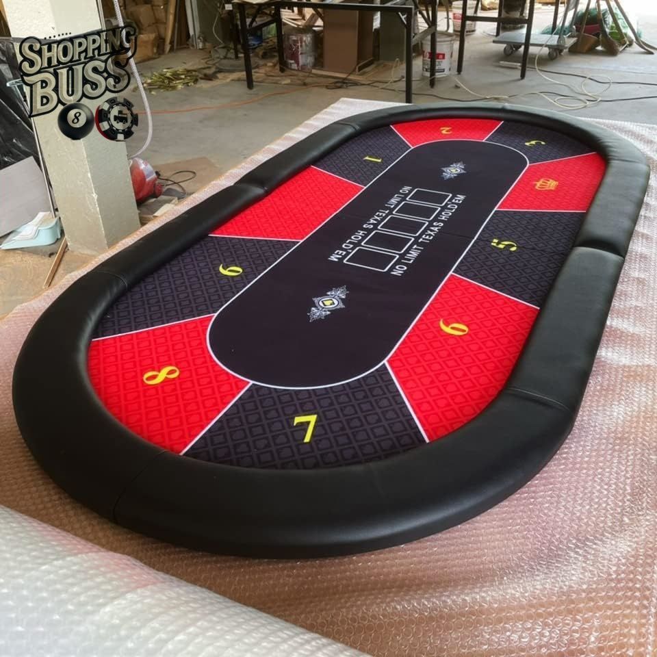 ポーカーテーブル ポーカーマット テキサスホールデムレイアウト テキサスポーカーテーブル 折り畳み式のポーカーテーブル ケース付き 200x100cm 赤