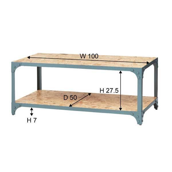 ヴィンテージ調なローテーブル ハンマートーン仕上げ W101×D51×H40cm No.940 ブラック MARWIL-DEMENAGEMENTS_CH