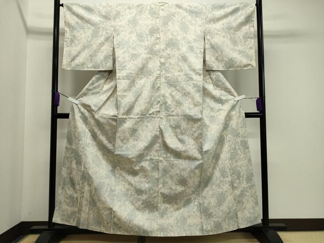 平和屋着物 本場大島紬 白大島 7マルキ 草花文 正絹 CAAX5852gh