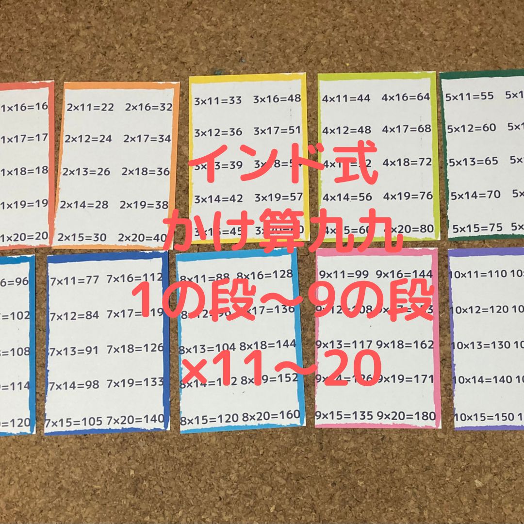 かけ算 九九 暗記カード インド式 受験対策 算数 小学生 - COCOHOUSE - メルカリ