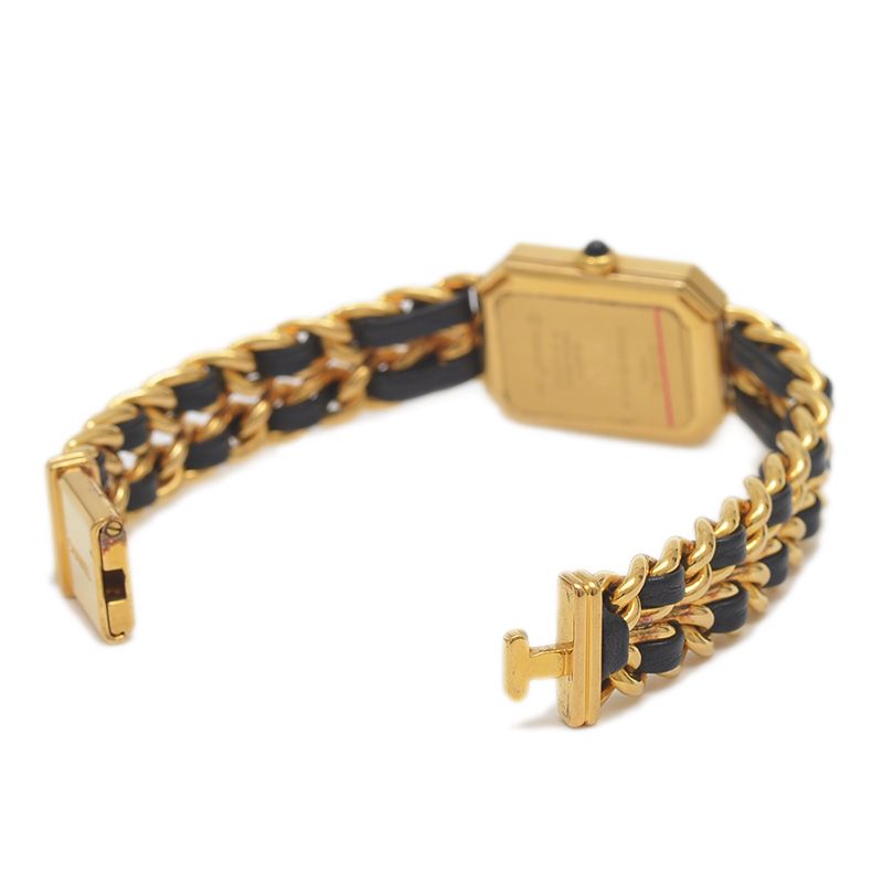 シャネル プルミエール レディース 黒文字盤 GP クォーツ H0001 Lサイ  