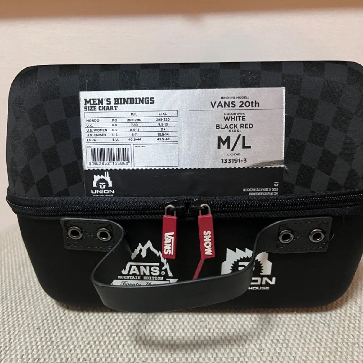 UNION BINDING VANS 20TH WHITE BLACK RED ユニオン バインディング
