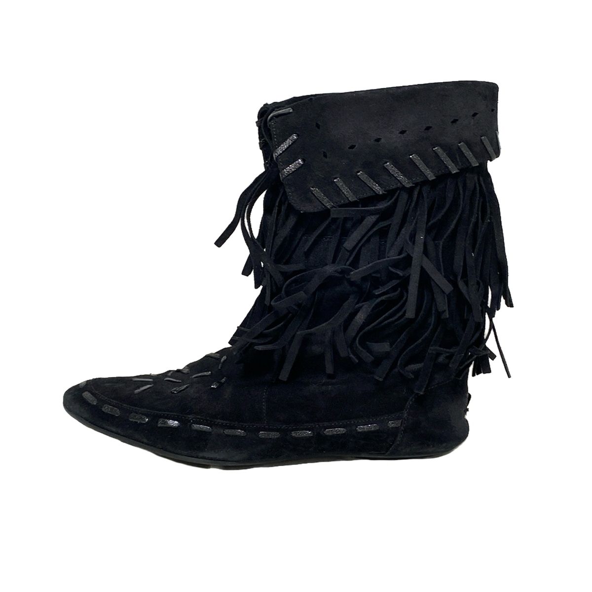 JIMMY CHOO ジミーチュウ ショートブーツ 36 1|2 レディース - 黒 フリンジ