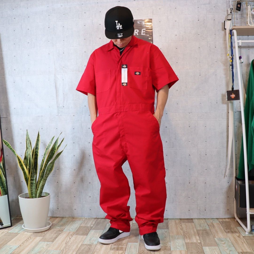 未使用品】Dickies 半袖ツナギ US輸入 オールインワン ゆるダボ L