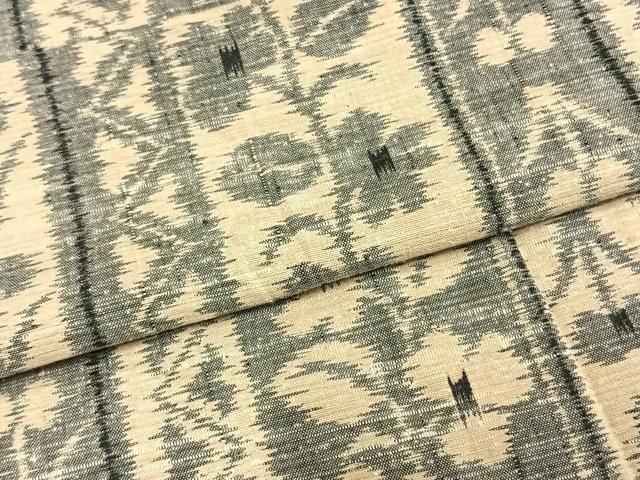 平和屋着物▽上質な紬 単衣 色紙花文 黒地 正絹 逸品 AAAV8424fy