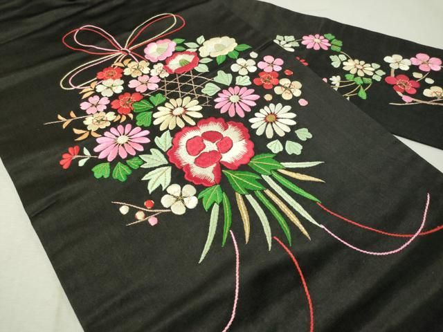 平和屋着物○アンティーク 大正ロマン 総刺繍 九寸名古屋帯 作家物