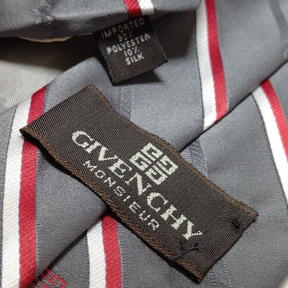 ジバンシイ GIVENCHY 微光沢 ネクタイ アメリカ製 斜めストライプ レジ