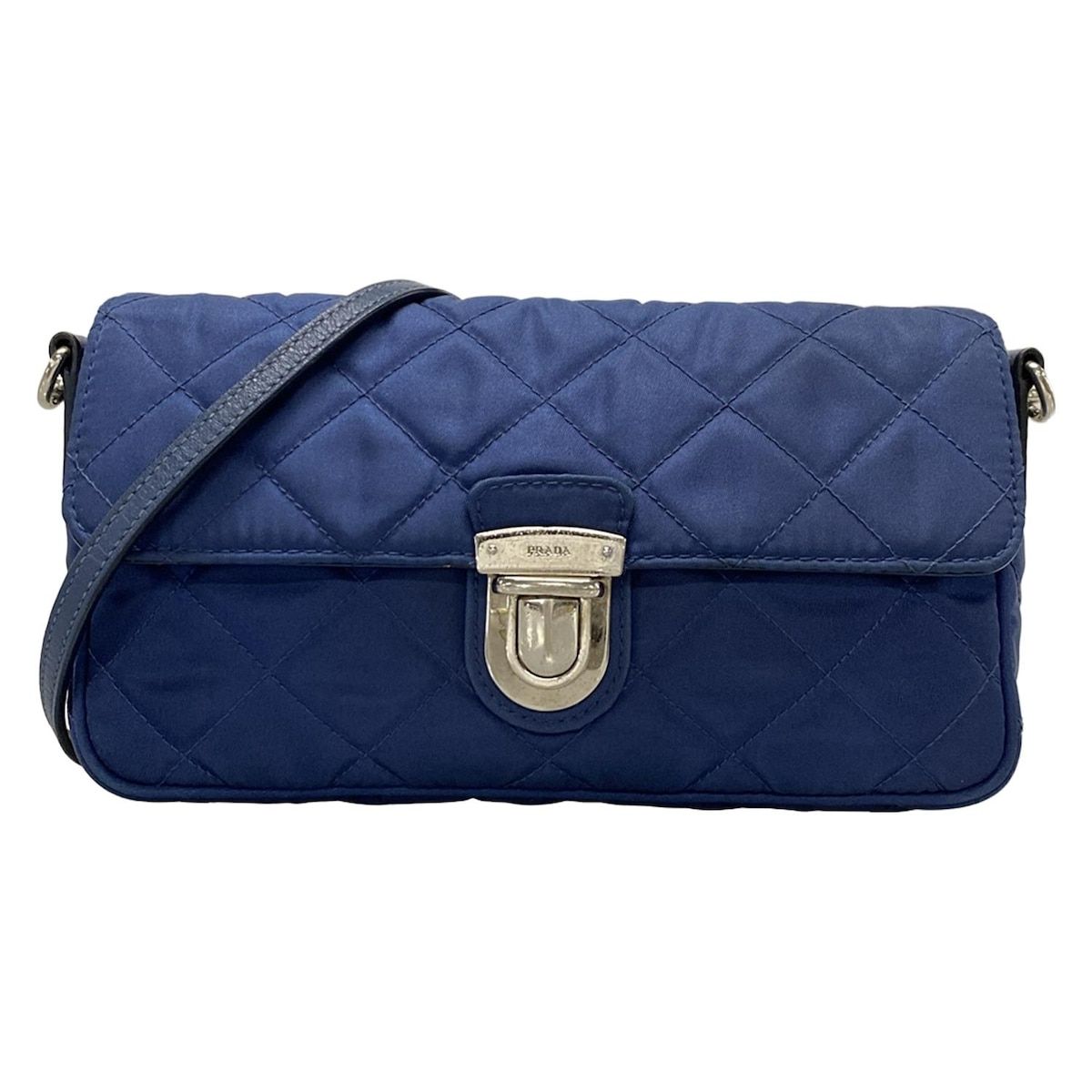 【美品】PRADA ネイビー ショルダーバッグ PRADA(プラダ) ショルダーバッグ - ネイビー ストラップ着脱可