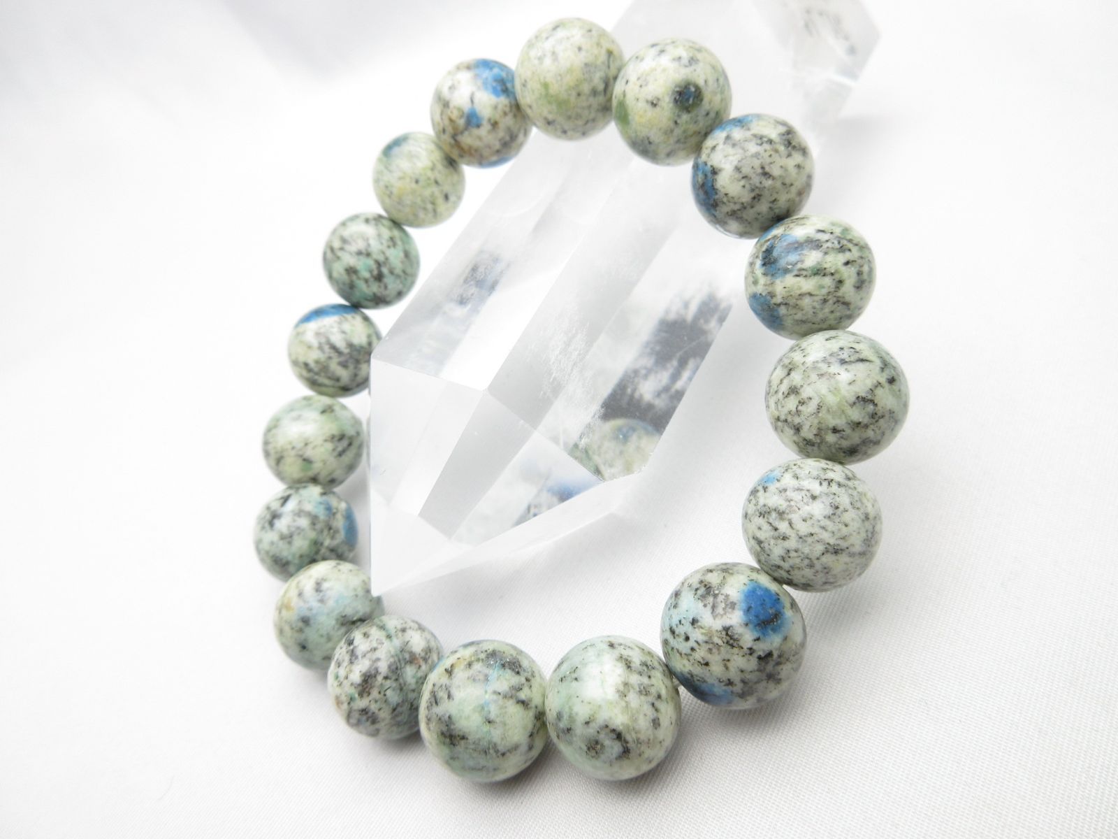 ✳赤斑点入り 濃厚青緑【碧玉】 *花仙山瑪瑙出雲石ブレスレット鑑別書