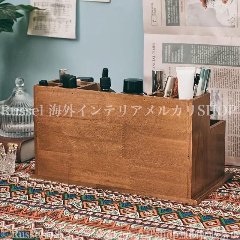 ヴィンテージスタイル木製収納ボックス 卓上 ジュエリー アクセサリー