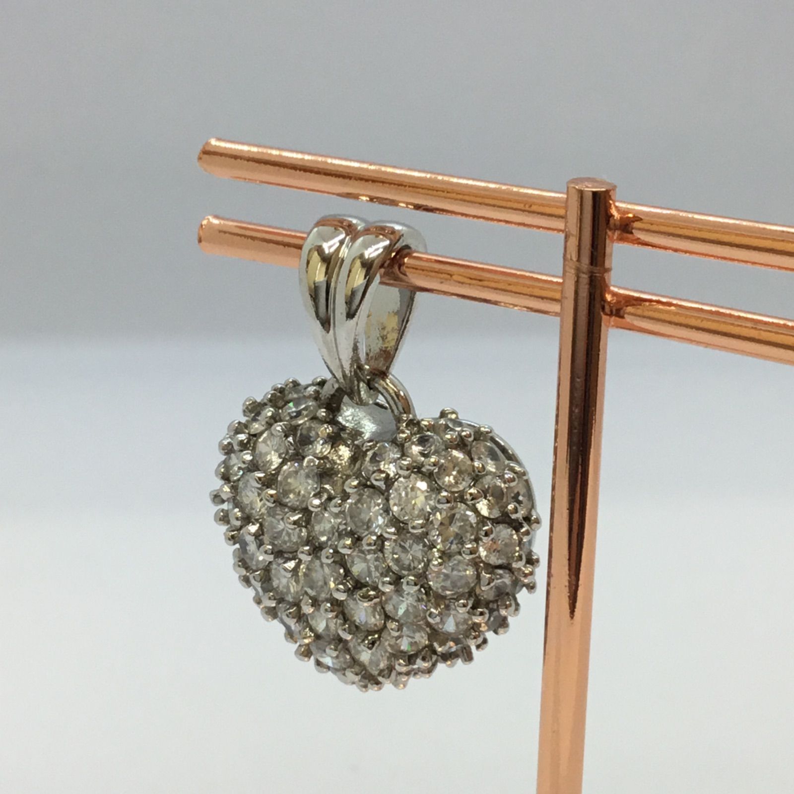 ◇美品 CZダイヤ 💎 ハート ペンダントトップ ／ シルバー925