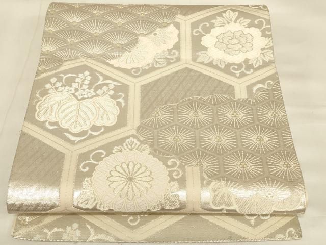 小紋　雪芝文　暈し染め　金彩　正絹　六通柄袋帯　吉祥文　金銀糸　逸品　未使用 平和屋着物◎六通柄袋帯 唐織 吉祥花文 金銀糸 正絹 逸品
