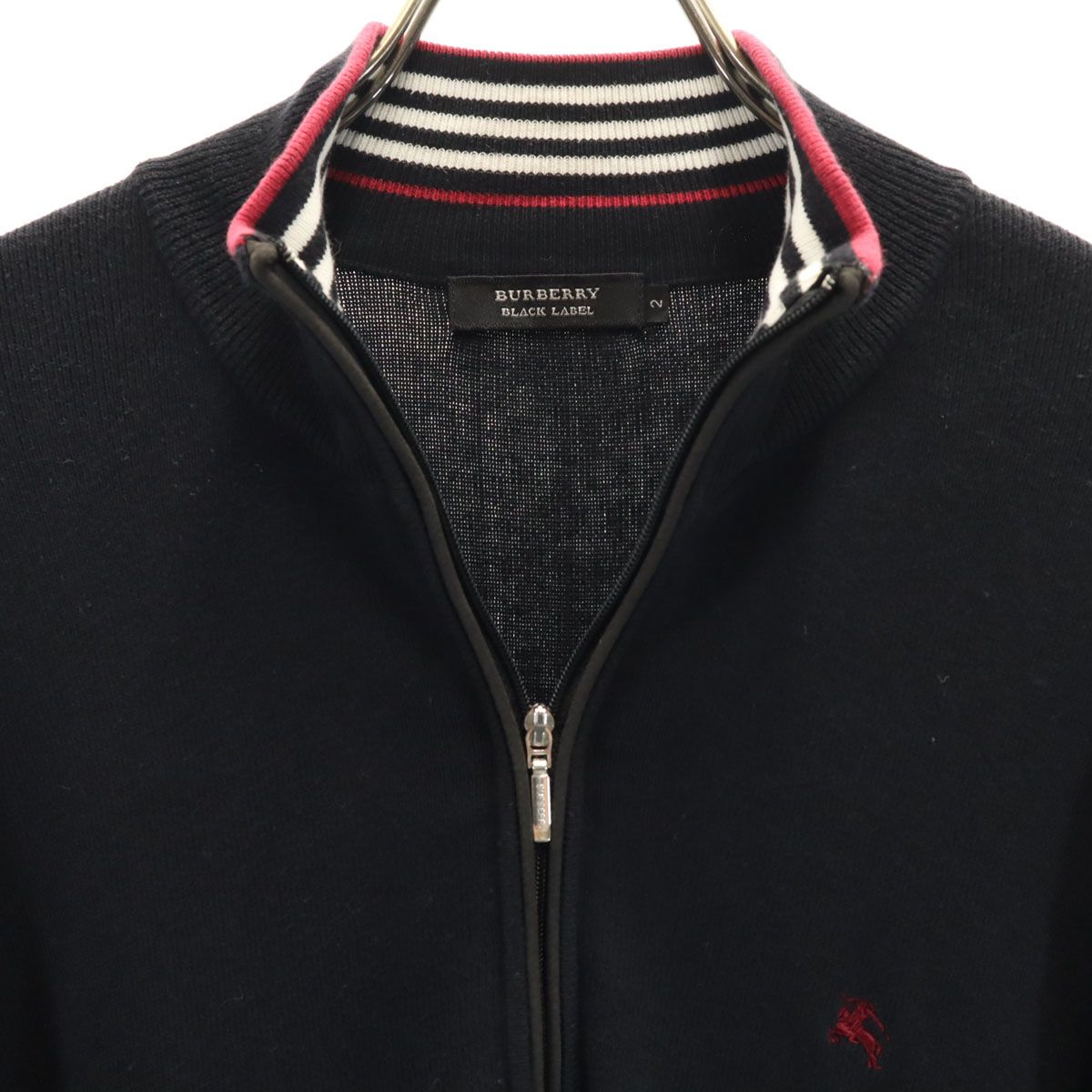 ☆バーバリーブラックレーベル 麻混 ニット/セーター/メンズ/2 BURBERRY BLACK LABEL バーバリー ブラックレーベル ホース刺繍